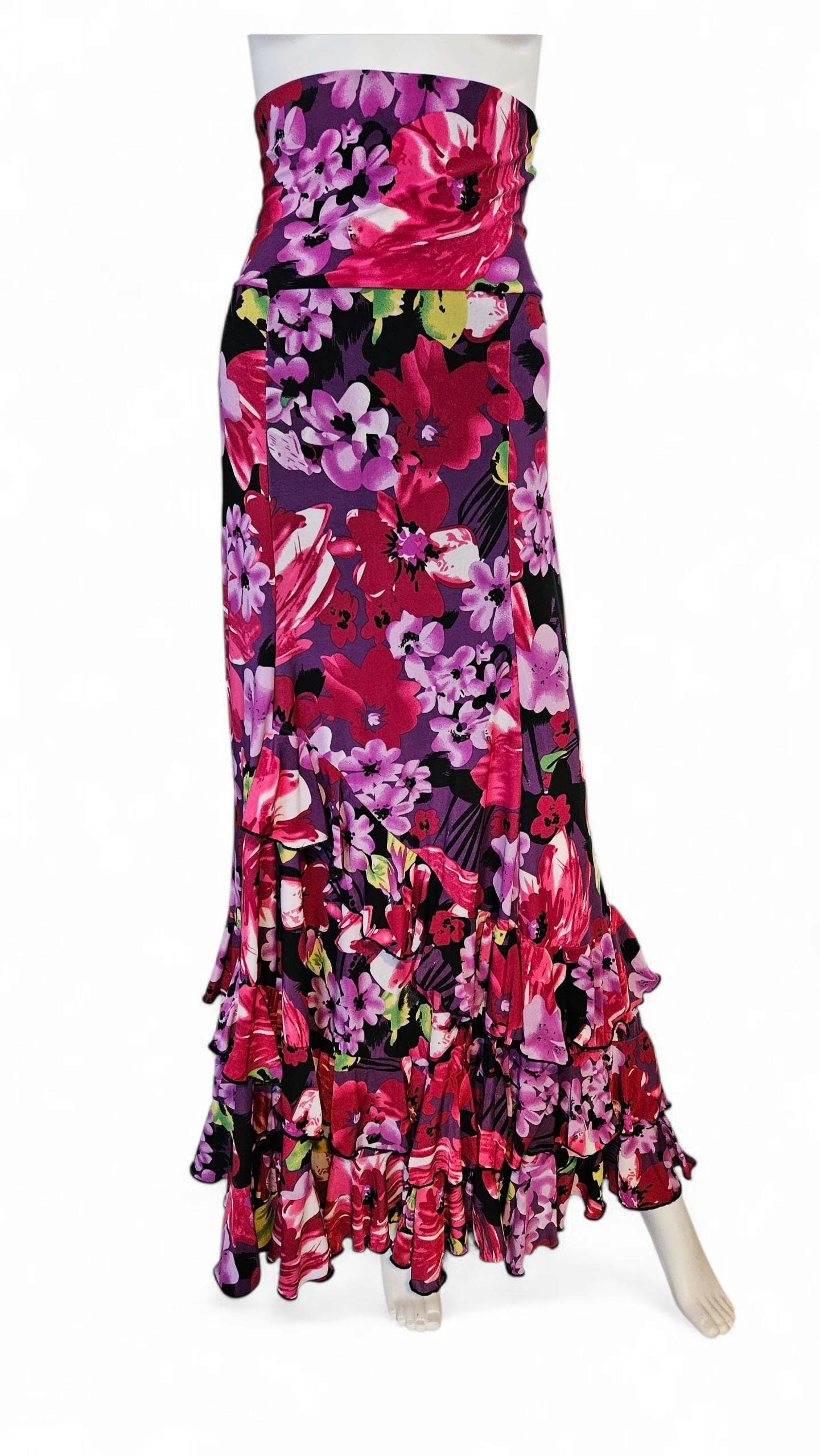 Flamenco Skirt falda de flamenco rehearsal Floral print ruffles