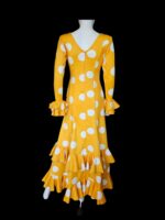 Flamenco Dress vestido de flamenco  Yellow and White  polka dots - Image 2