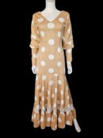 Flamenco Dress vestido de flamenco Beige and White polka dots canastero