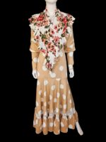 Flamenco Dress vestido de flamenco Beige and White polka dots canastero - Image 3