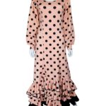 Flamenco Dress vestido de flamenco  Rose Pink and Black  polka dots