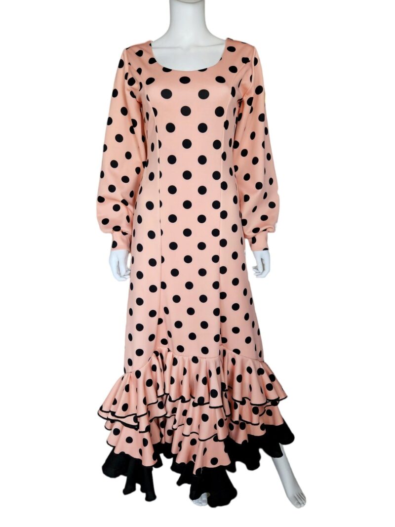 Flamenco Dress vestido de flamenco  Rose Pink and Black  polka dots