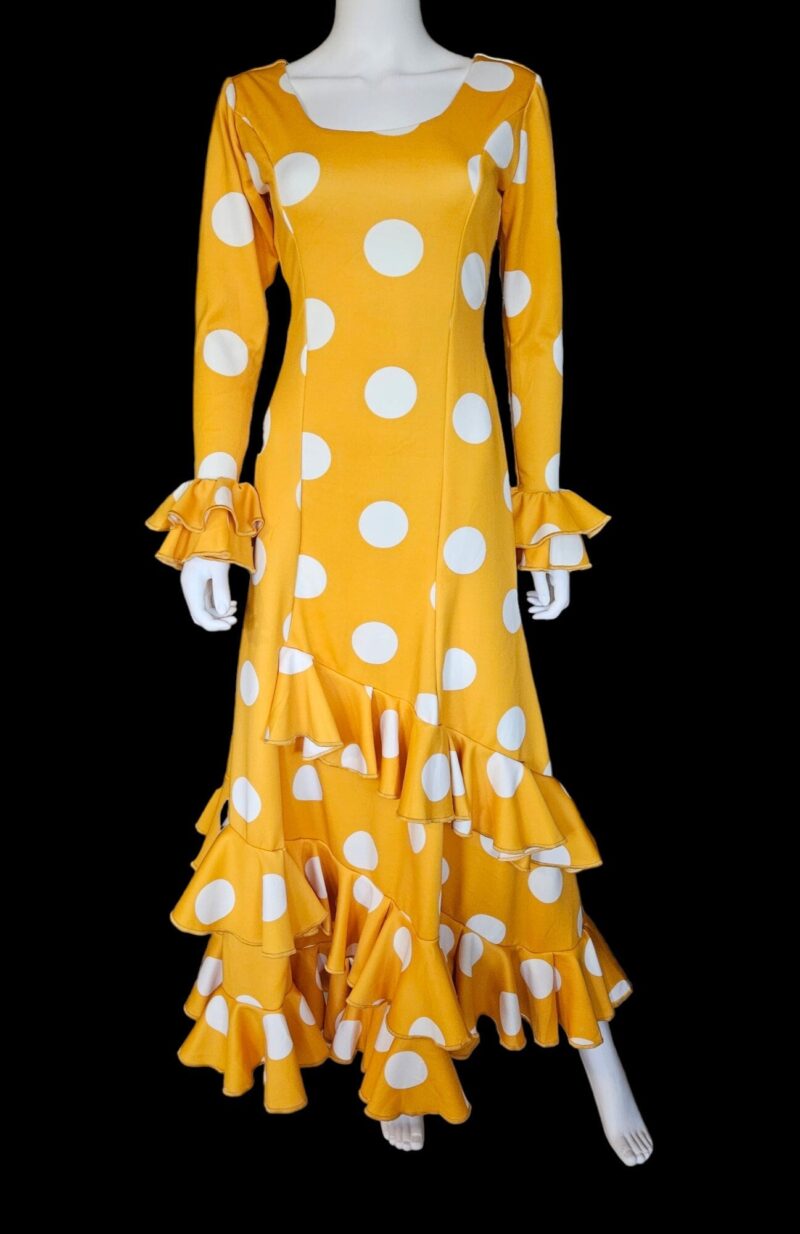 Flamenco Dress vestido de flamenco  Yellow and White  polka dots