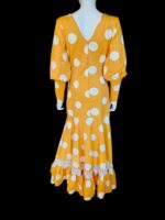 Flamenco Dress vestido de flamenco Yellow and White polka dots canastero - Image 2