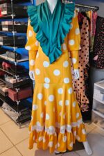 Flamenco Dress vestido de flamenco Yellow and White polka dots canastero - Image 3