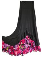 Flamenco Skirt falda de flamenco rehearsal BLACK floral ruffles