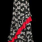 Flamenco Skirt falda de flamenco Black and White floral and red ruffles