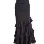 Flamenco rehearsal Skirt falda de flamenco Black stretch hip hugger