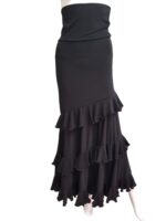 Flamenco rehearsal Skirt falda de flamenco Black stretch hip hugger