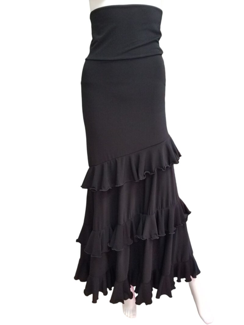 Flamenco rehearsal Skirt falda de flamenco Black stretch hip hugger