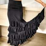 Flamenco Skirt falda de flamenco rehearsal BLACK ruffles