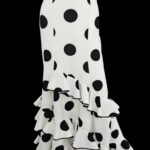 Flamenco Skirt falda de Flamenco new White  and Black  polka dots