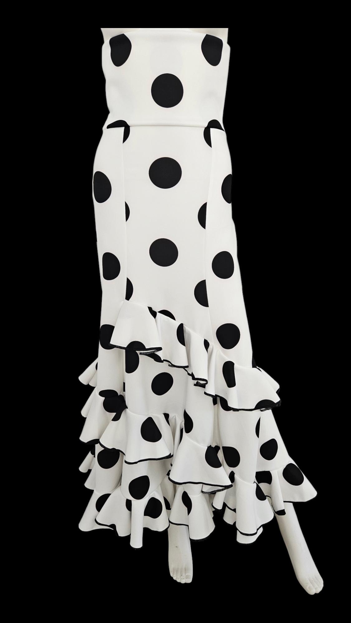 il_fullxfull.6661262491_clqj.jpg Flamenco Skirt falda de Flamenco new White and Black polka dots - Image 1