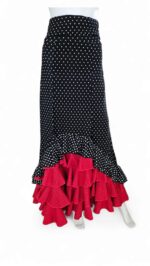Flamenco Skirt falda de flamenco rehearsal class black polka dots and red