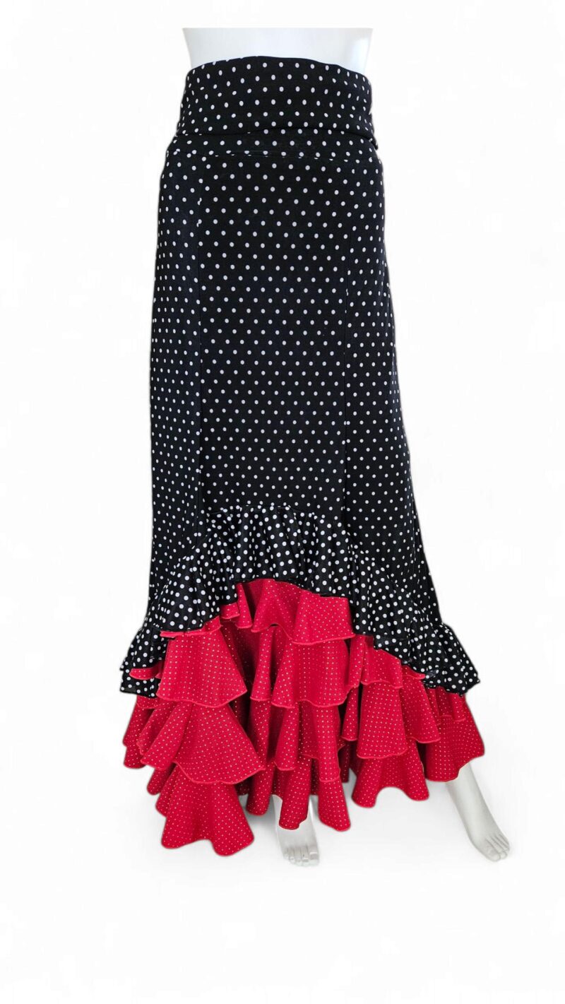 Flamenco Skirt falda de flamenco rehearsal class black polka dots and red