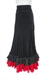 Flamenco Skirt falda de flamenco rehearsal class black polka dots and red - Image 2