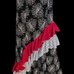 Flamenco Skirt falda de flamenco Black and White geometrical  and red ruffles