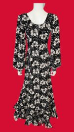 Flamenco Dress vestido de flamenco  White and Black Floral Print - Image 2