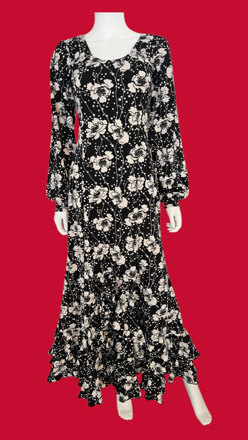 Flamenco Dress vestido de flamenco  White and Black Floral Print